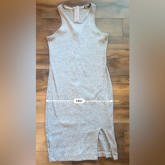 MNG by Mango Gray Knit Bodycon Dress | Sleeveless Midi | Size Approx S/M - Picture 8 of 9